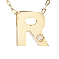 Block Diamond 8MM Initial Necklace