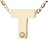 Block Diamond 8MM Initial Necklace