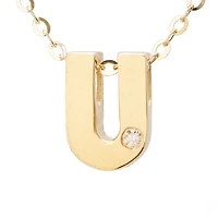 Block Diamond 8MM Initial Necklace