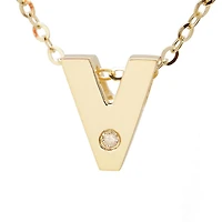 Block Diamond 8MM Initial Necklace