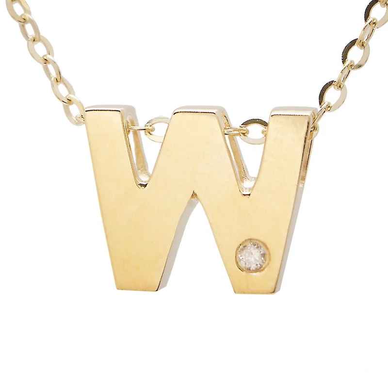 Block Diamond 8MM Initial Necklace