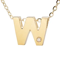 Block Diamond 8MM Initial Necklace