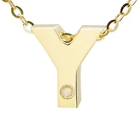 Block Diamond 8MM Initial Necklace