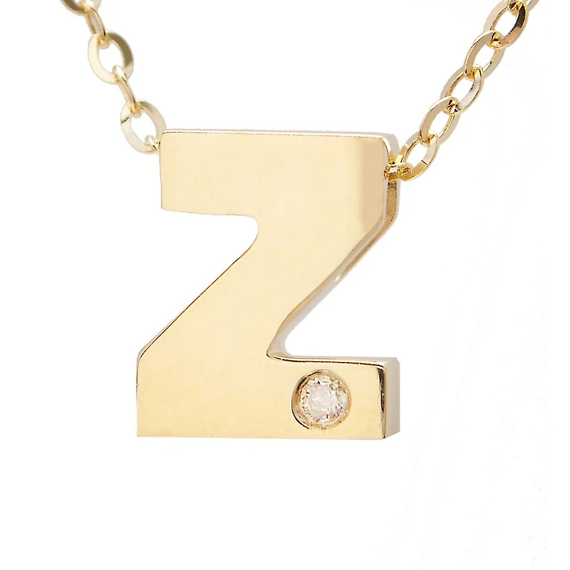 Block Diamond 8MM Initial Necklace