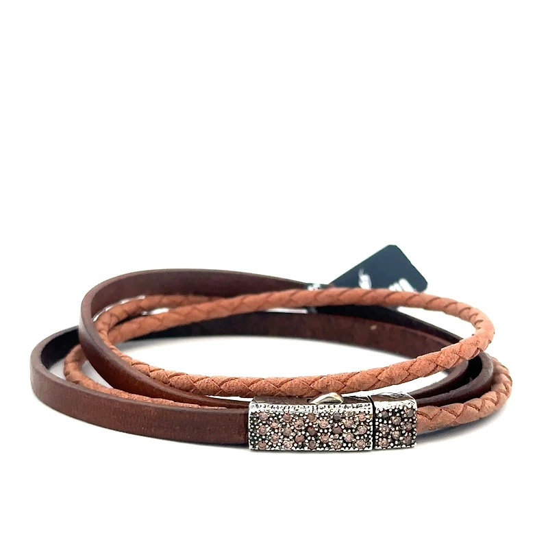 Brown Leather Triple Bracelet