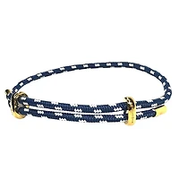 Marine Cord Slider Yellow Steel Bracelet - Blue Cord