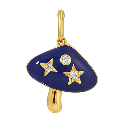 Blue Mushroom and Diamonds Pendant