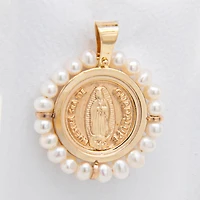 Virgen Guadalupe Round Pearl 16MM Pendant