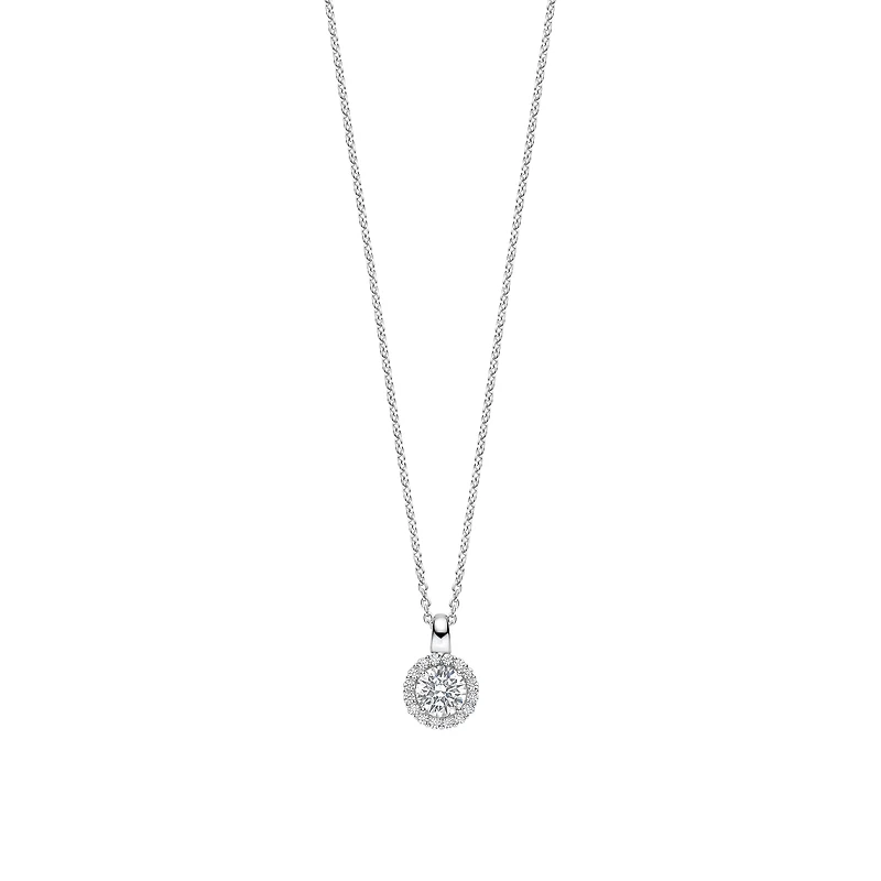 Round Halo Zirconia Necklace