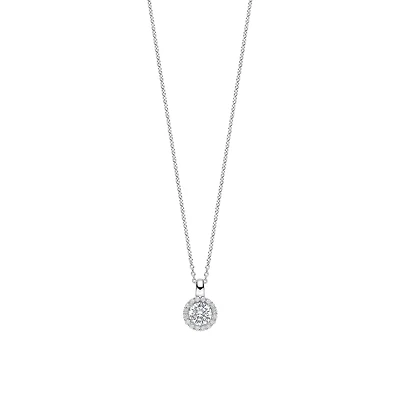 Round Halo Zirconia Necklace