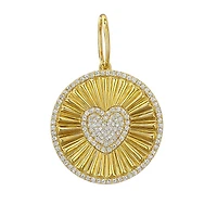 Flutted Diamond Heart Round Pendant