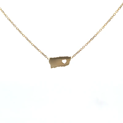 My Small island Puerto Rico Cutout Heart Necklace