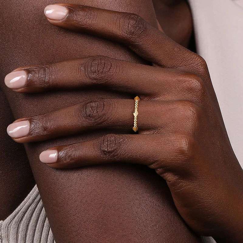 Pyramid Beaded Classic Ring