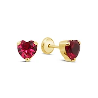4MM Red Zirconia Heart Stud Earrings