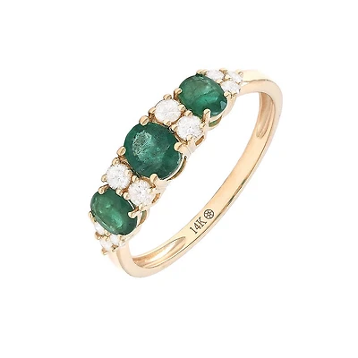 .64CT Oval Cut Emeralds and Diamond Ring