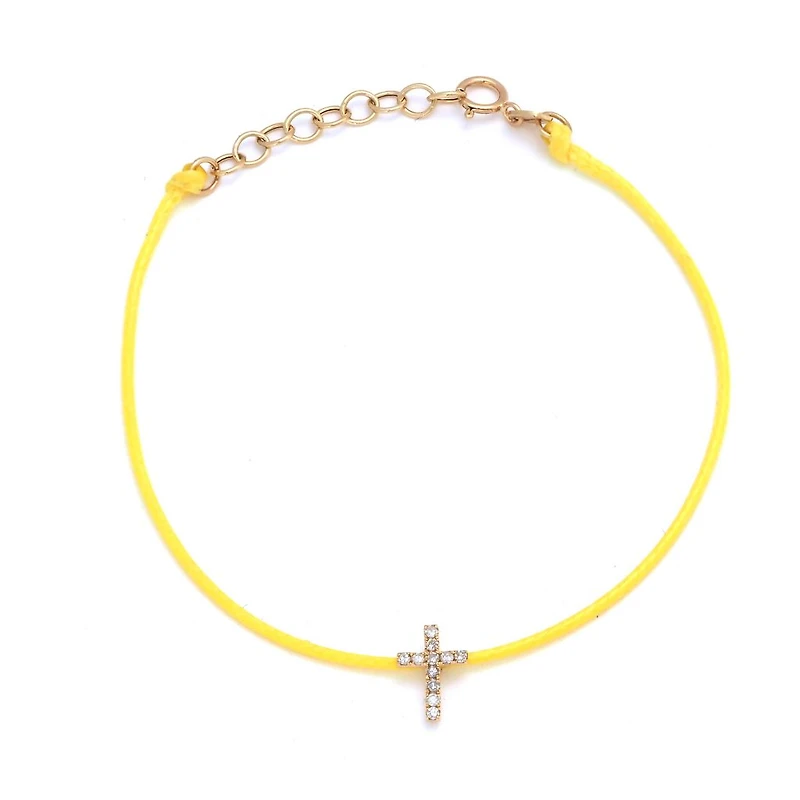 Cross Diamond Cord Bracelet