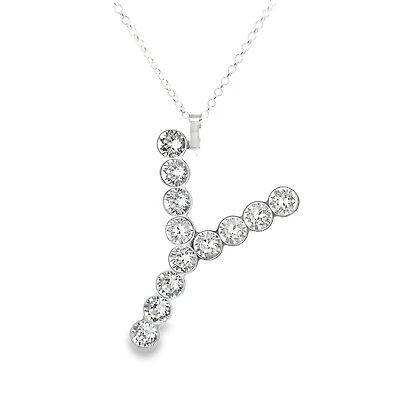 Initial Y Pendant with Swarovski Crystals