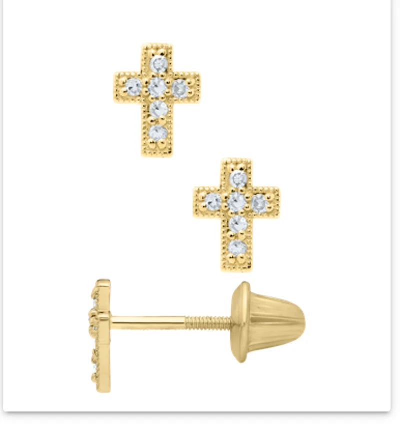 14K Diamond Cross Earrings