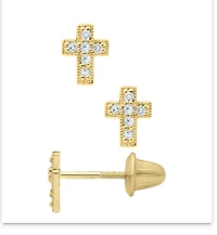 14K Diamond Cross Earrings