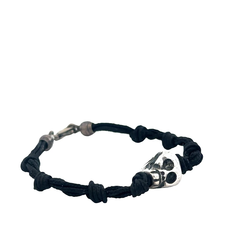Black Nylon Cord Bracelet with Skull
