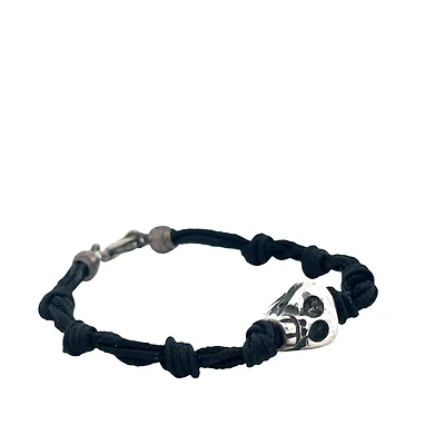 Black Nylon Cord Bracelet with Skull