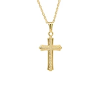 16MM Solid Gold Cross Polished/Brushed Kids Necklace