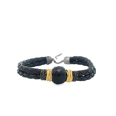 Double Braided Bracelet with Gold Beads