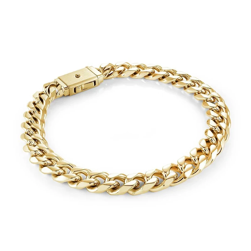 8MM Curb Golden Steel Bracelet
