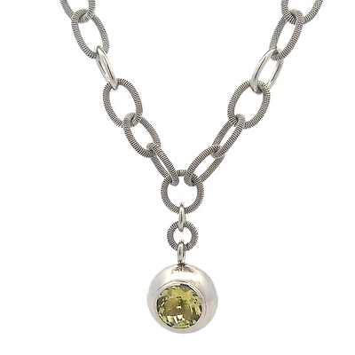 Lime Quartz Link Necklace