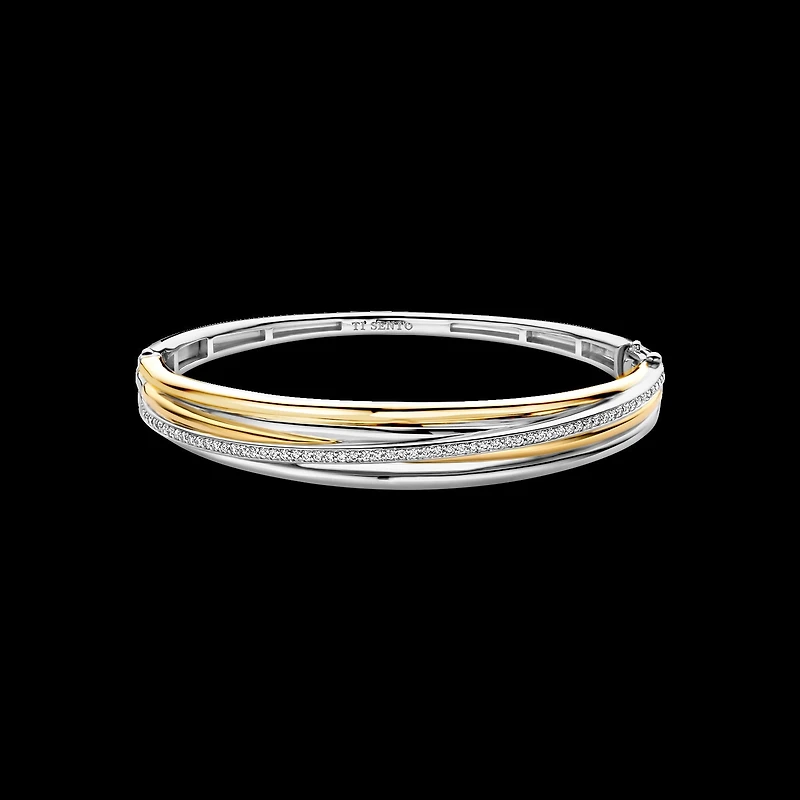 Entwined Two Tone Bangle Bracelet