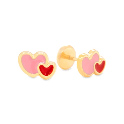 Pink and Red Heart Earrings