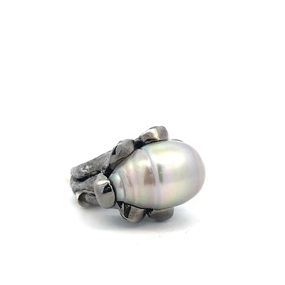 Organic Pearl Sterling Silver Ring (Size 7)