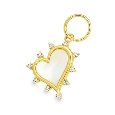 Sideways Mother Pearl Heart Pendant 13MM