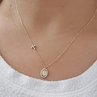 Milagrosa Side Cross Necklace 14K