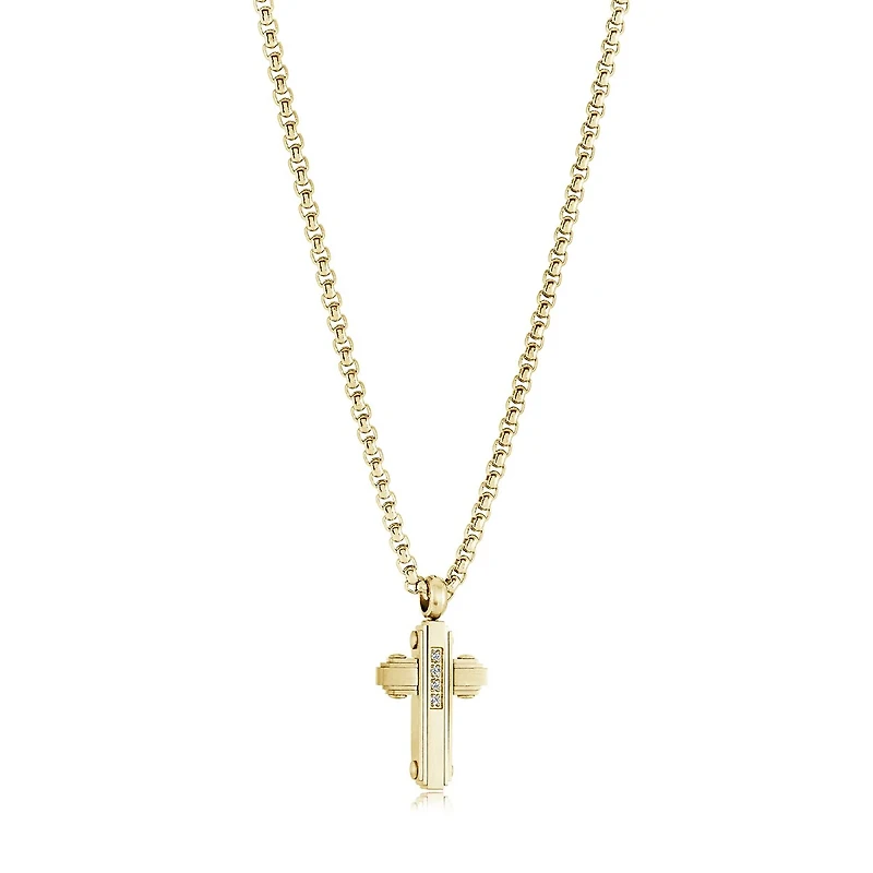 Gold Plated Steel Cross 18 inch Chain