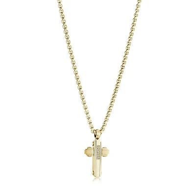 Gold Plated Steel Cross 18 inch Chain