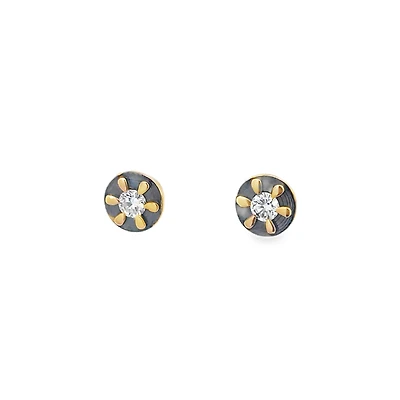 .10CT Solitaire Diamond Two Tone Stud Earrings