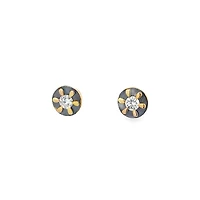 .10CT Solitaire Diamond Two Tone Stud Earrings