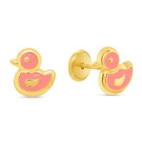 Rubber Ducky Pink Enamel Earrings