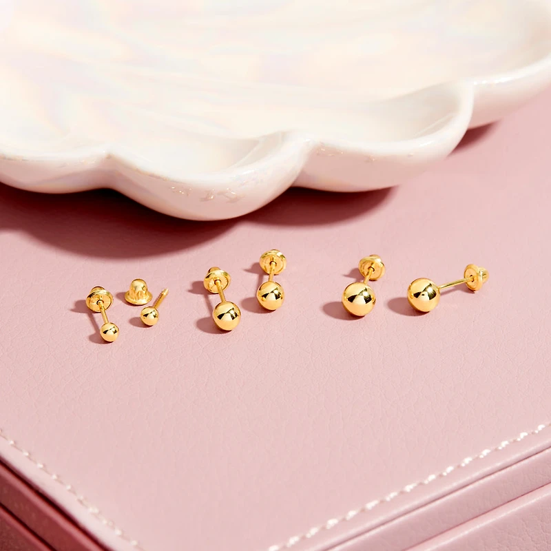 Kids 4MM Hollow Ball Stud Earrings