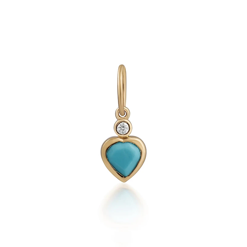 Turquoise and Diamond Heart Pendant 11MM
