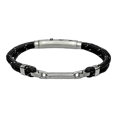 Turnbuckle Cord Steel Bracelet in Matte Silver