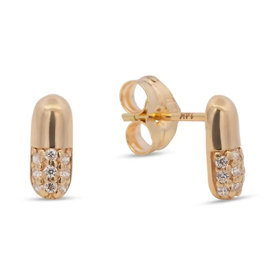 Pill with Zirconia Stud Earrings
