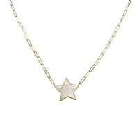 Mother Pearl Star Paperclip Necklace