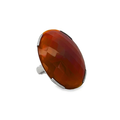 Large Oval Orange Stone Ring