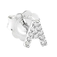 Diamond Initial Silver Stud Earrings