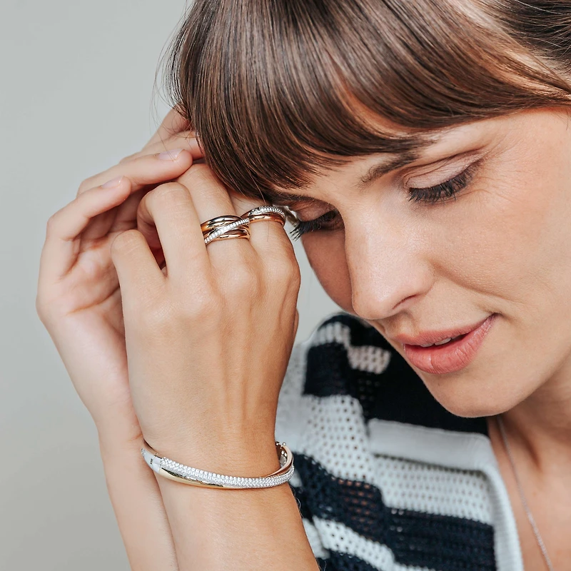 Trinity Three Tone Crossover Wide Ring