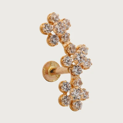 Three Flowers Single Cartilage Earring