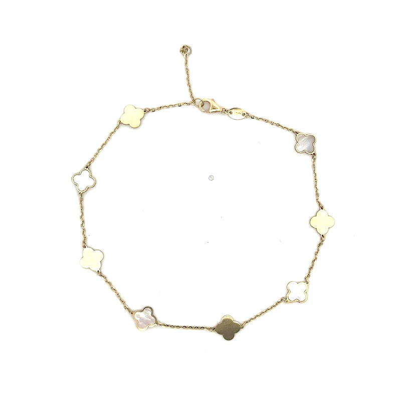 Multi Clover Mother Pearl Ankle Bracelet