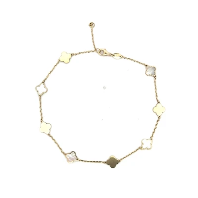 Multi Clover Mother Pearl Ankle Bracelet